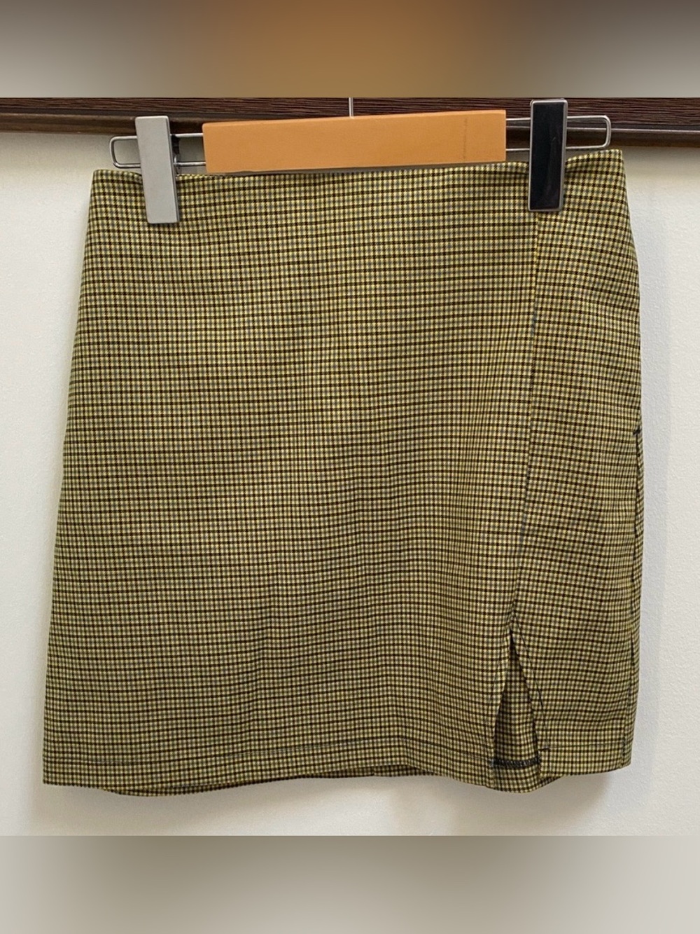 Urban Outfitters Olive Checkered Mini Skirt